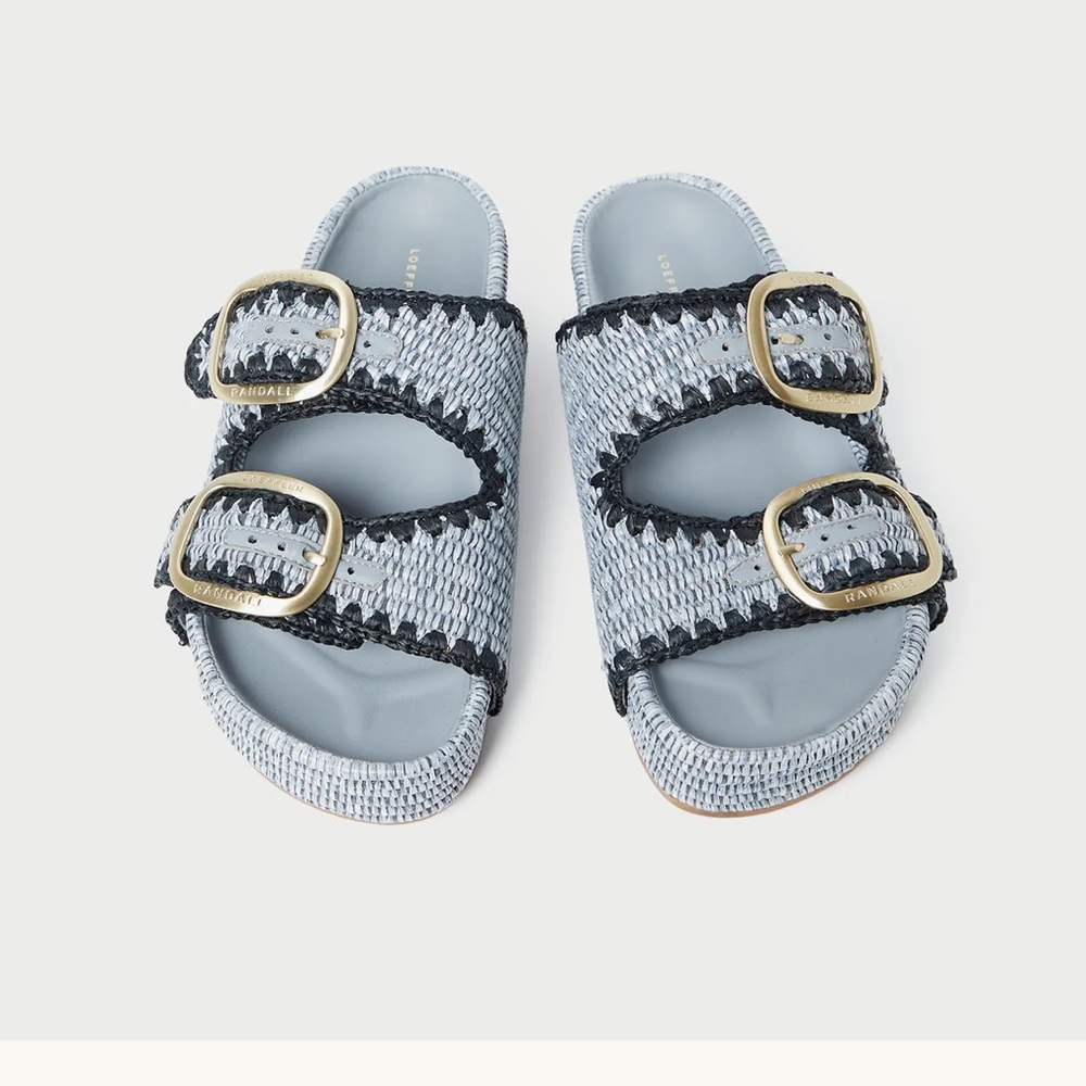 Loeffler Randal Blue Raffia Sandal